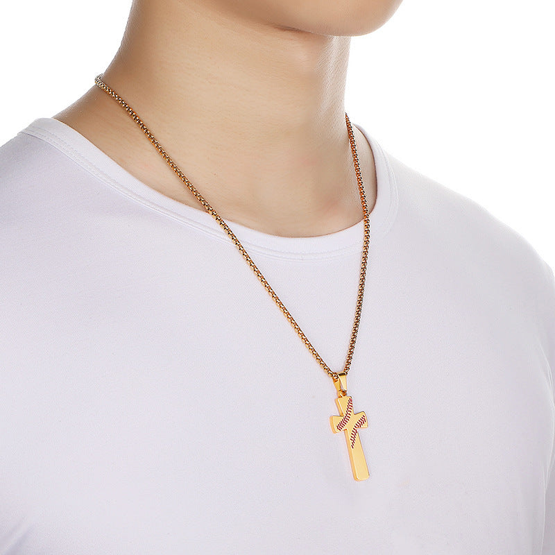 Faith Baseball Cross Pendant Necklace | Christian Jewelry | 3 Colors by Creative Vault Marketplace
