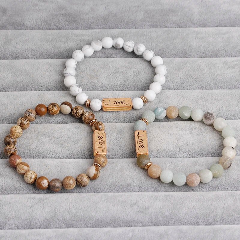 Women Men Letter Bracelets Vintage Natural Stones Beaded Bracelet Punk Inspirational Forever Faith Bracelets Handmade Jewelry by Creative Vault Marketplace