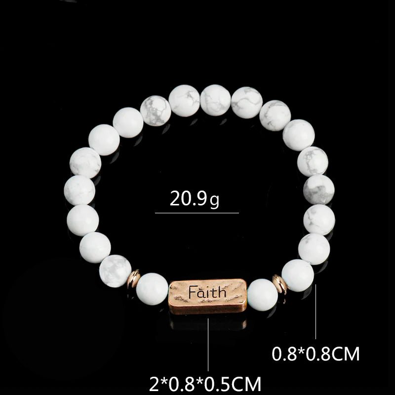 Women Men Letter Bracelets Vintage Natural Stones Beaded Bracelet Punk Inspirational Forever Faith Bracelets Handmade Jewelry by Creative Vault Marketplace