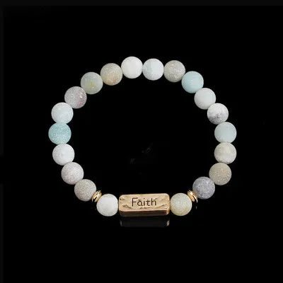 Women Men Letter Bracelets Vintage Natural Stones Beaded Bracelet Punk Inspirational Forever Faith Bracelets Handmade Jewelry by Creative Vault Marketplace