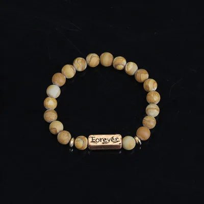 Women Men Letter Bracelets Vintage Natural Stones Beaded Bracelet Punk Inspirational Forever Faith Bracelets Handmade Jewelry by Creative Vault Marketplace