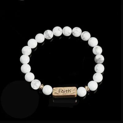 Women Men Letter Bracelets Vintage Natural Stones Beaded Bracelet Punk Inspirational Forever Faith Bracelets Handmade Jewelry by Creative Vault Marketplace