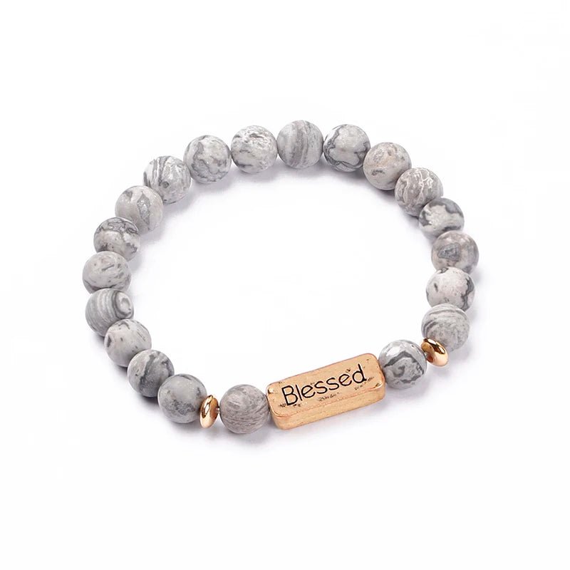 Women Men Letter Bracelets Vintage Natural Stones Beaded Bracelet Punk Inspirational Forever Faith Bracelets Handmade Jewelry by Creative Vault Marketplace