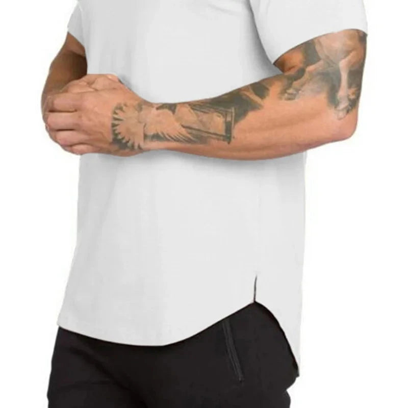 Faith Over Fear Gym Fitness Clothing Summer Short Sleeve T Shirt Hip Hop Extra Long Tops Tee Tshirts Men Cotton Slim Fit T-shirt by Creative Vault Marketplace