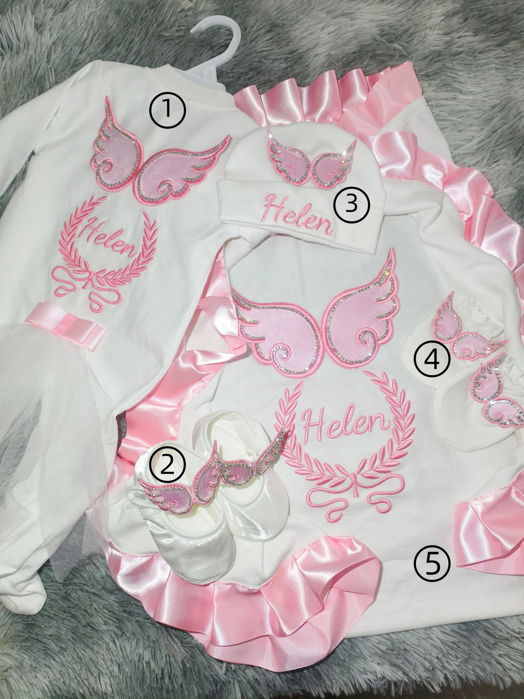 Newborn Baby Girl Coming Home Outfit – Anti-Scratch Soft Breathable Fabric with Custom Name for Christening by Creative Vault Marketplace