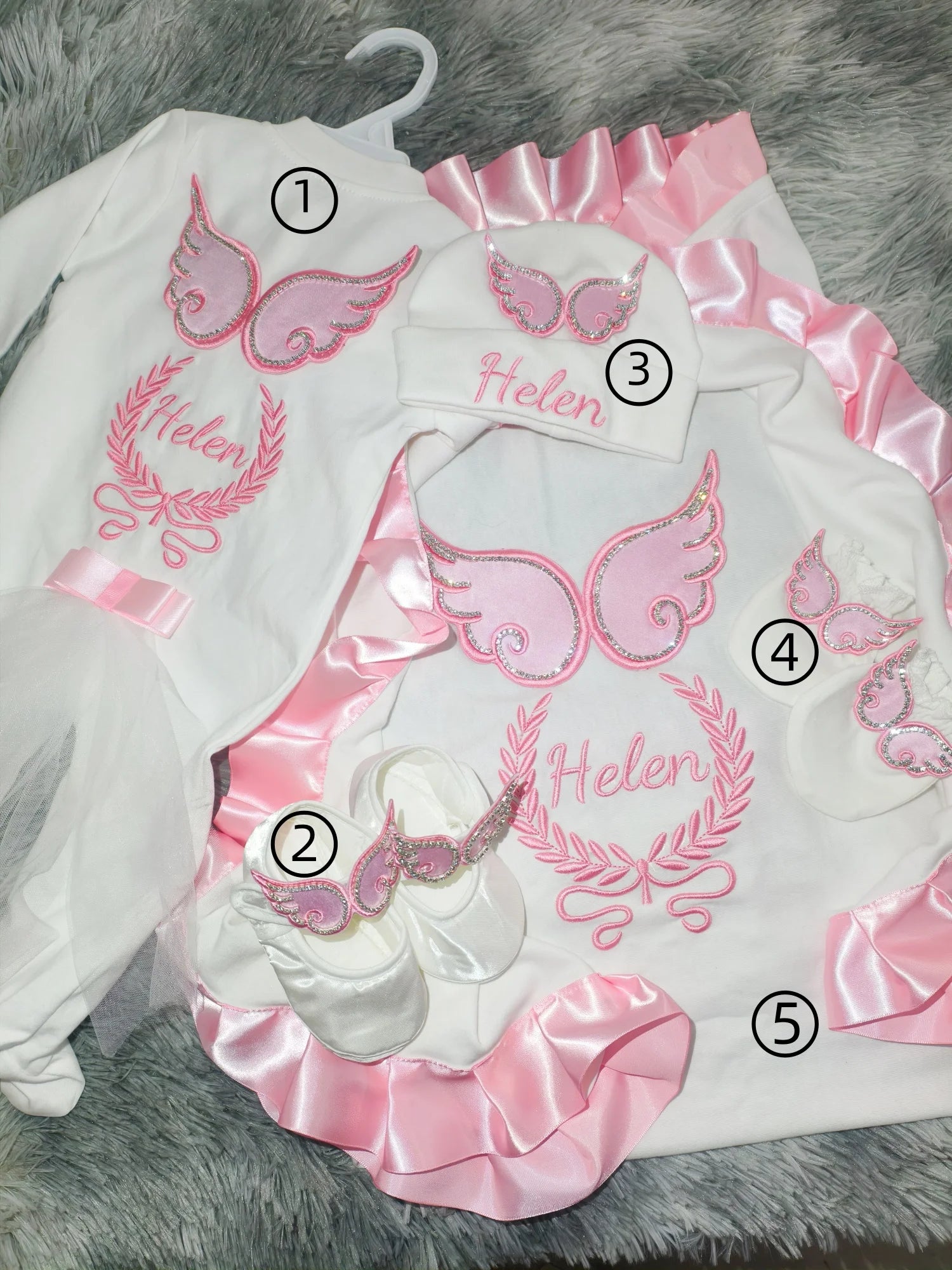 Newborn Baby Girl Coming Home Outfit – Anti-Scratch Soft Breathable Fabric with Custom Name for Christening by Creative Vault Marketplace