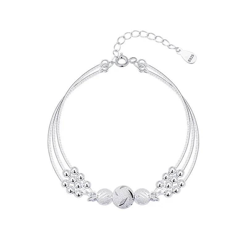 Fine 925 Sterling Silver Bead Charm Bracelet For Women Girls Lady cute Wedding Party Bohemian Fashion Jewelry Gift noble y2k by Creative Vault Marketplace