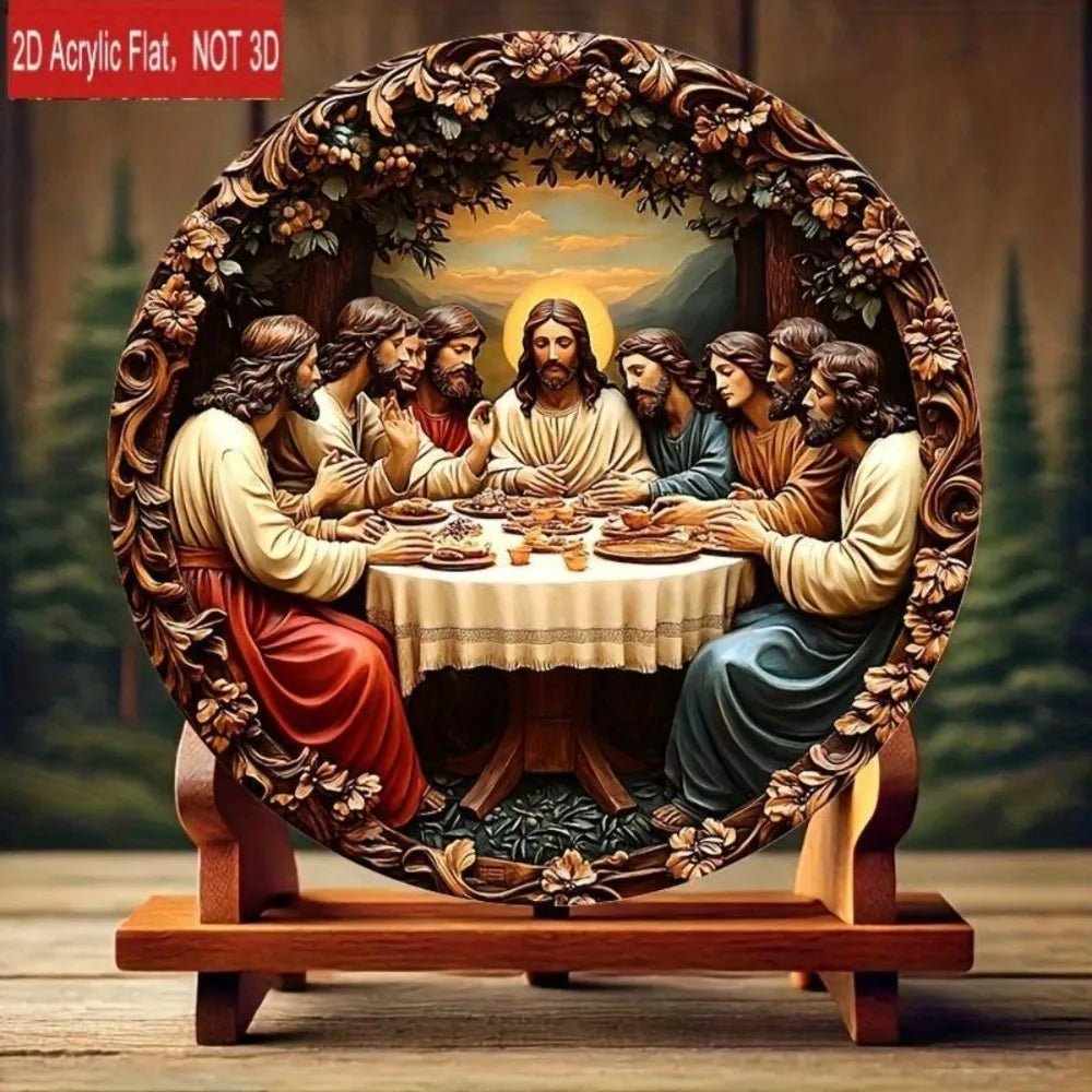 Religious Wall Art Round Plaque: Jesus & Last Supper Scene, Classic Bible Home Decor by Creative Vault Marketplace