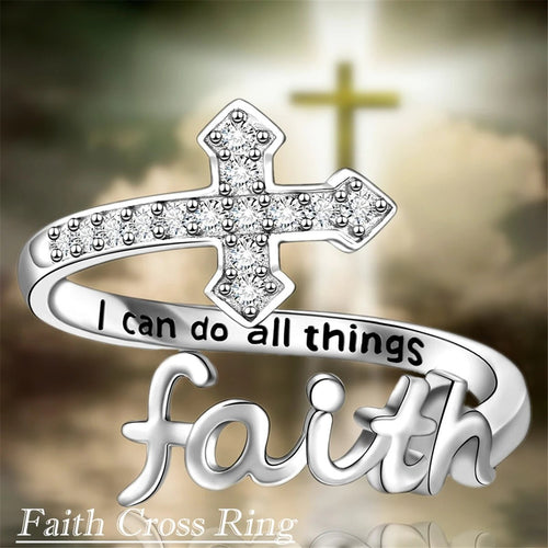 1Pc Exquisite Faith Cross Open Ring Fashion Christian Jewelry Daily Accessories Women's Prayer Blessing Perfect Gift by Creative Vault Marketplace