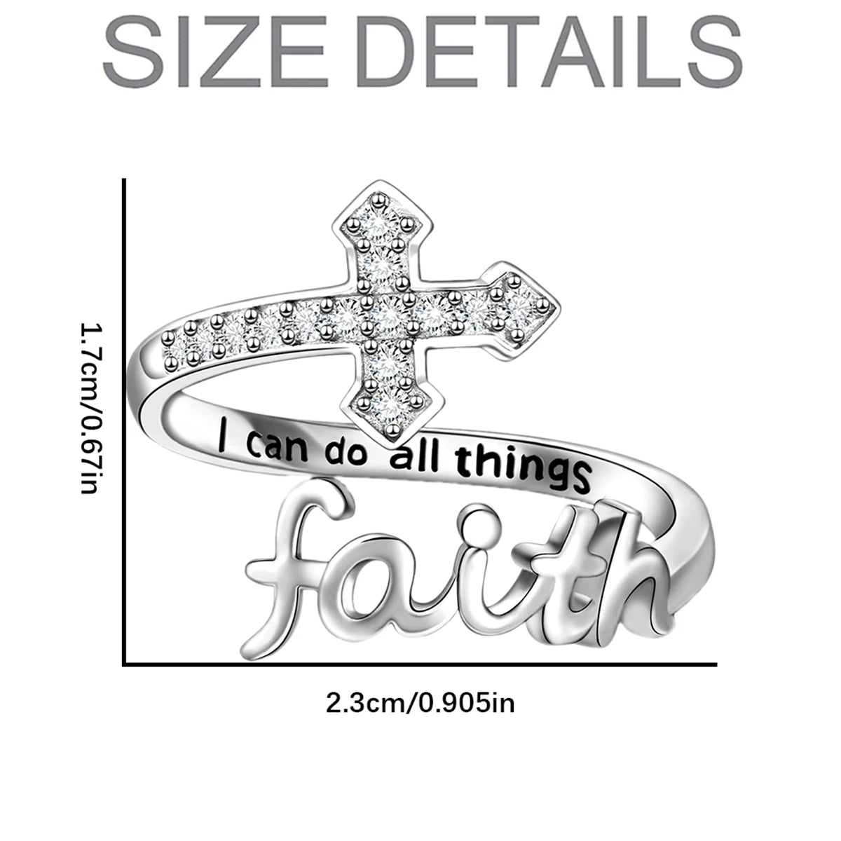 1Pc Exquisite Faith Cross Open Ring Fashion Christian Jewelry Daily Accessories Women's Prayer Blessing Perfect Gift by Creative Vault Marketplace
