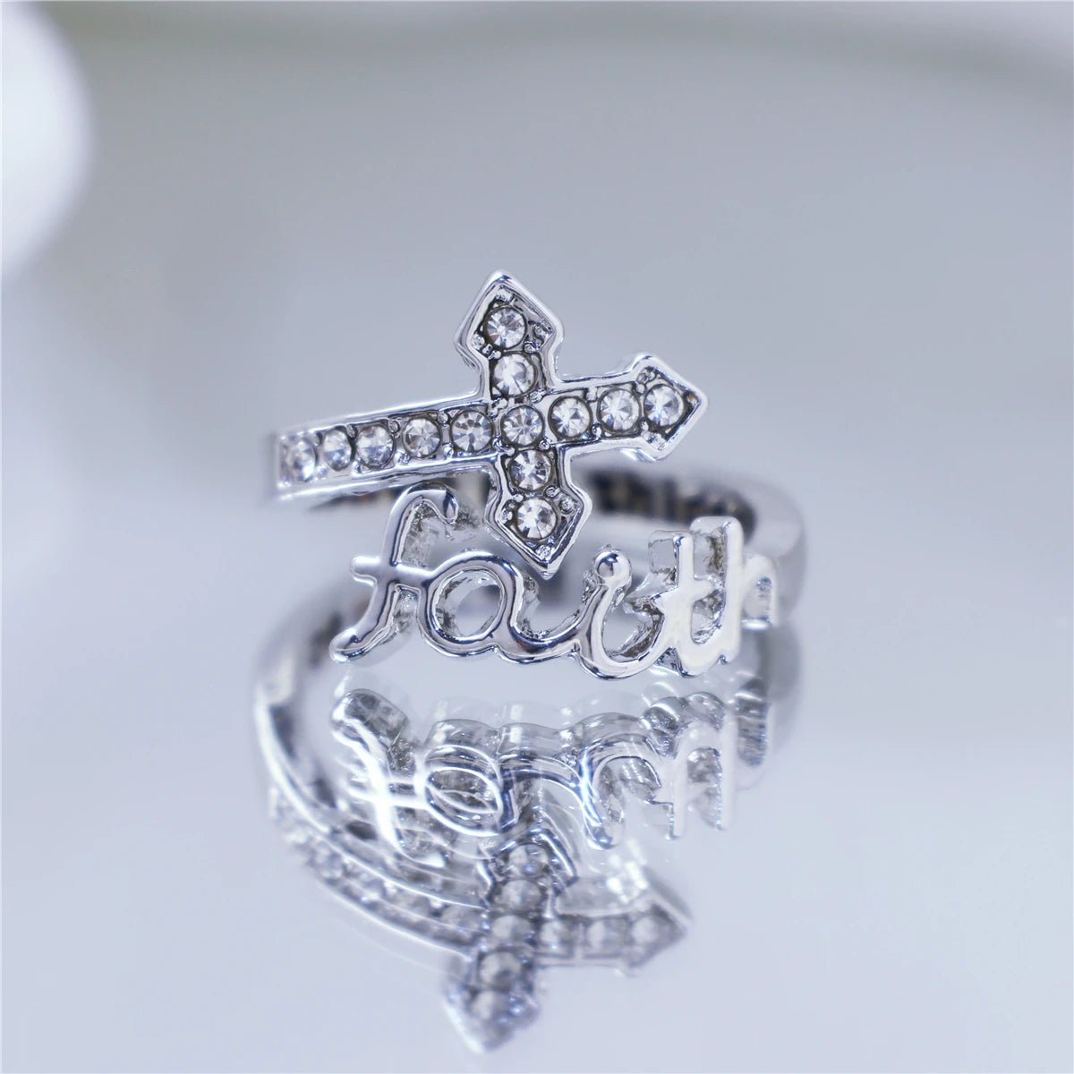 1Pc Exquisite Faith Cross Open Ring Fashion Christian Jewelry Daily Accessories Women's Prayer Blessing Perfect Gift by Creative Vault Marketplace