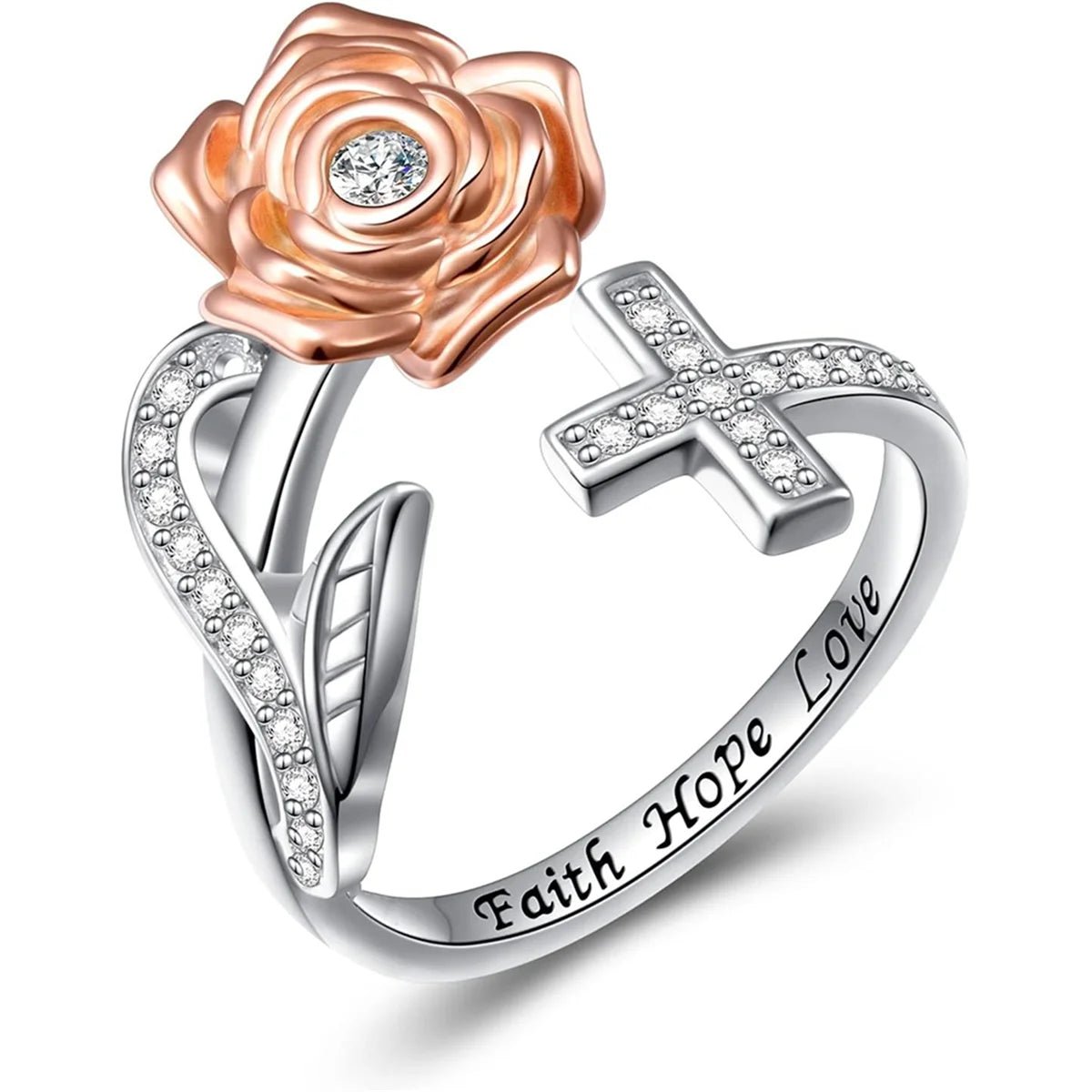 1Pc Exquisite Faith Cross Open Ring Fashion Christian Jewelry Daily Accessories Women's Prayer Blessing Perfect Gift by Creative Vault Marketplace