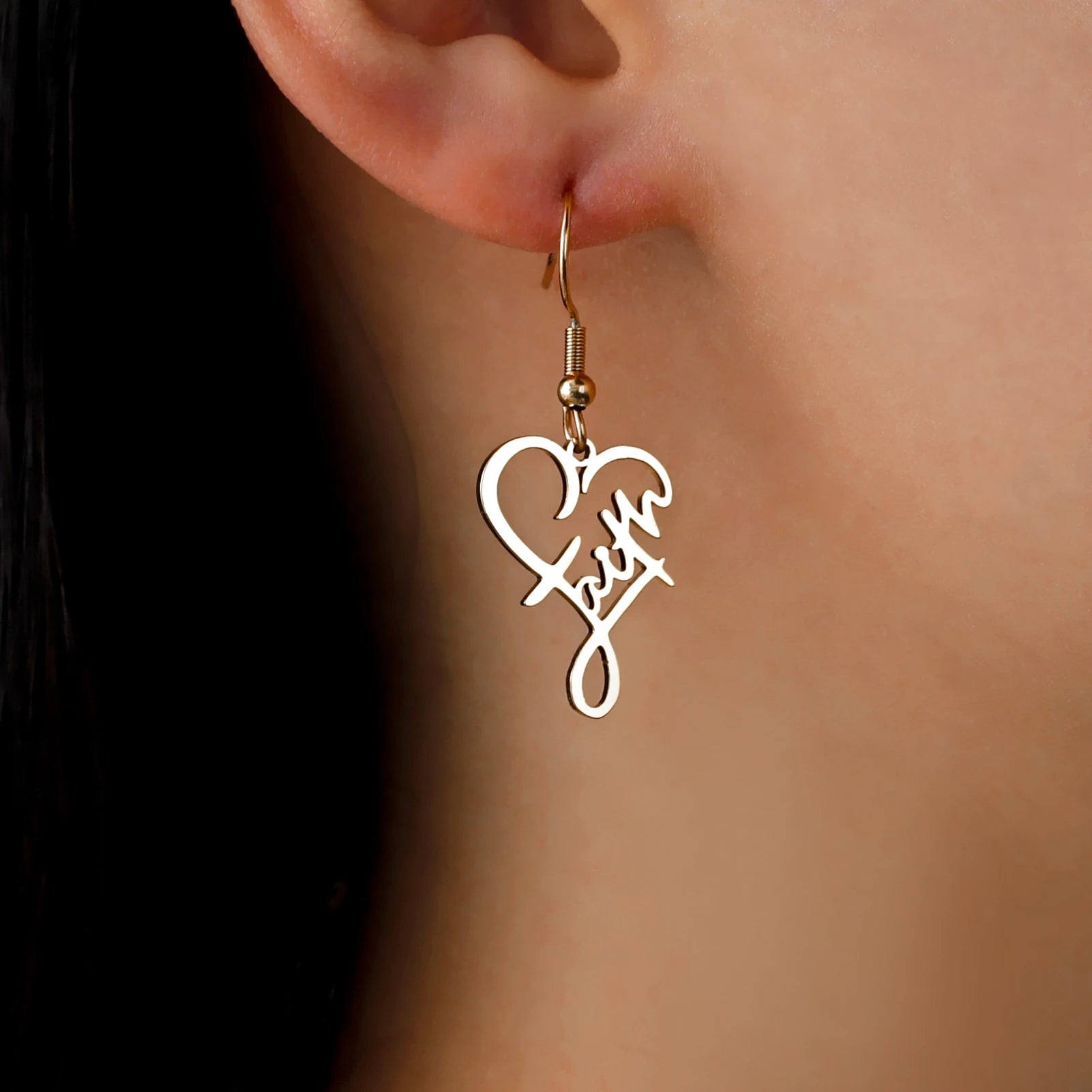 LIKGREAT Faith Heart Earrings Stainless Steel Jesus Love Family Dangle Earring Christian Inspirational Jewelry Birthday Gift by Creative Vault Marketplace