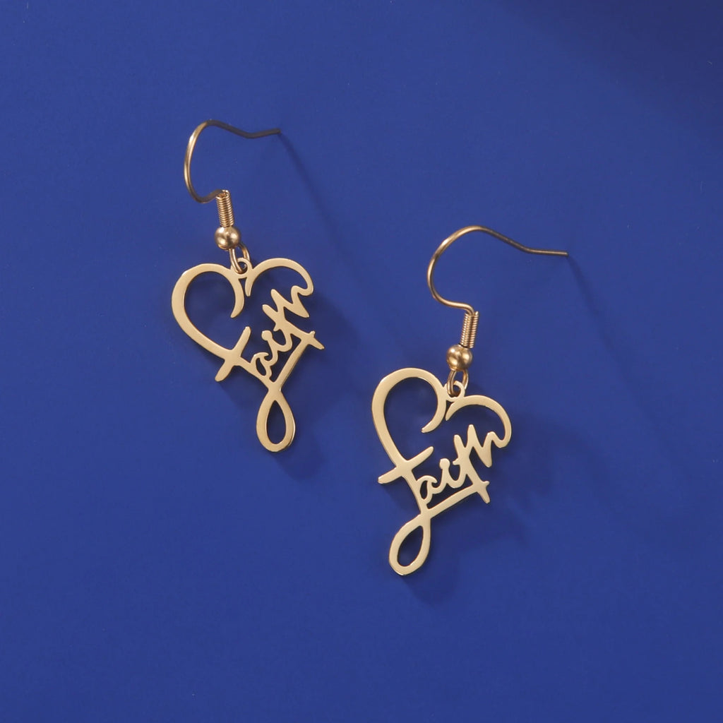 LIKGREAT Faith Heart Earrings Stainless Steel Jesus Love Family Dangle Earring Christian Inspirational Jewelry Birthday Gift by Creative Vault Marketplace