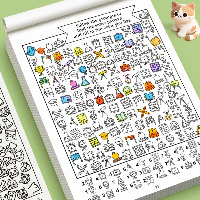 Fun visual books for children to find hidden items and color them in to enhance their attention and observation skills by Creative Vault Marketplace