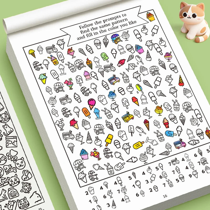 Fun visual books for children to find hidden items and color them in to enhance their attention and observation skills by Creative Vault Marketplace