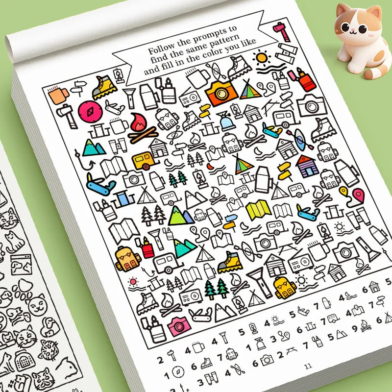 Fun visual books for children to find hidden items and color them in to enhance their attention and observation skills by Creative Vault Marketplace