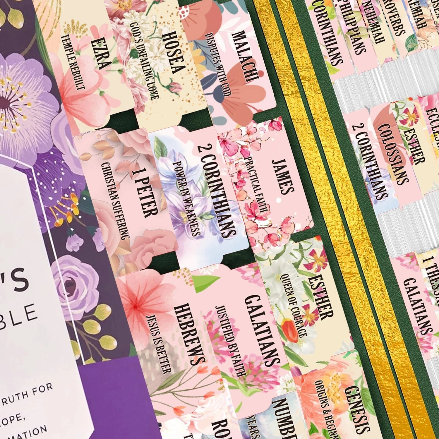 75pcs Large Font Sacred Text Index Tabs Inspirational Book Titles & Abstracts, Easy Peel-Off Labels For faith-based Study Bibles by Creative Vault Marketplace