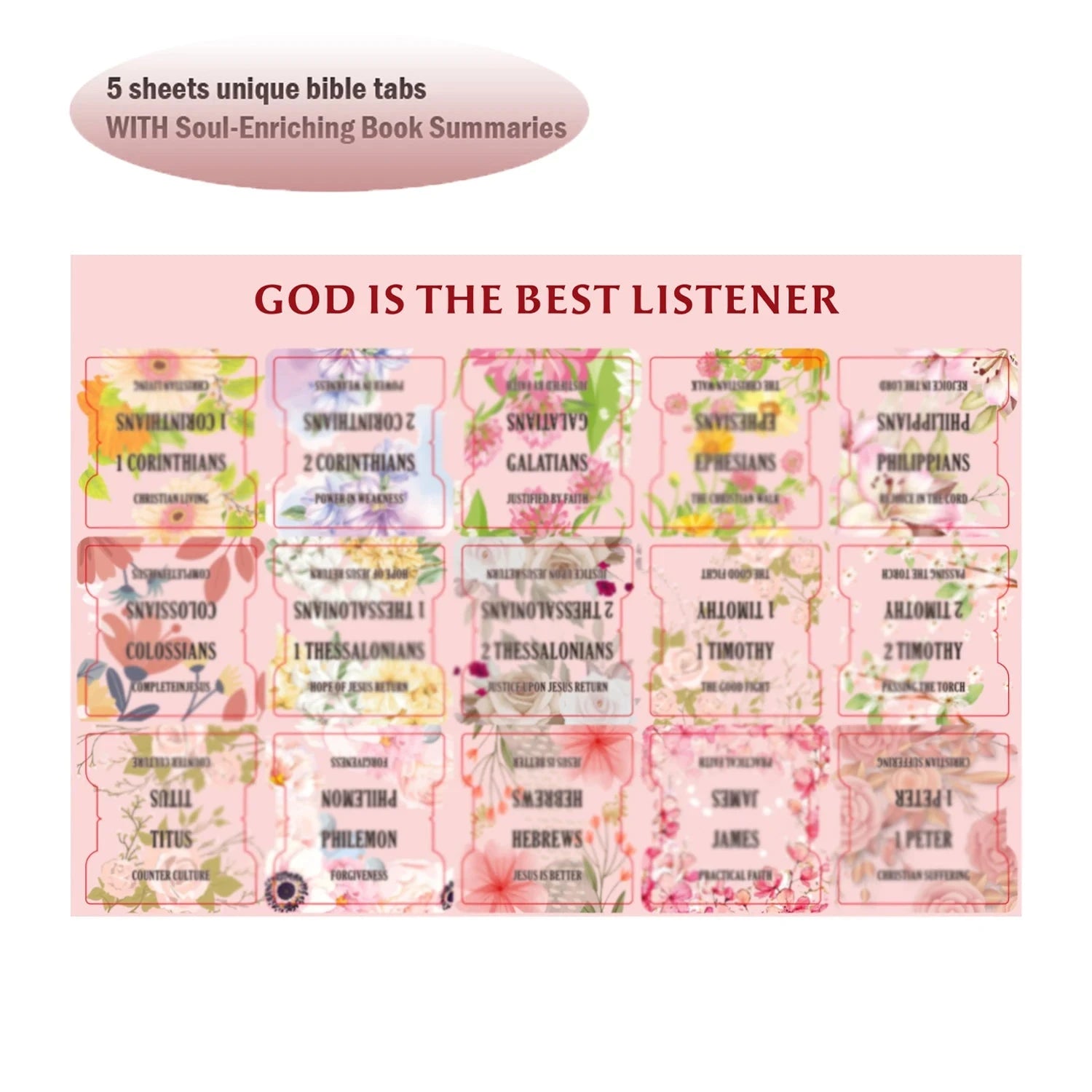 75pcs Large Font Sacred Text Index Tabs Inspirational Book Titles & Abstracts, Easy Peel-Off Labels For faith-based Study Bibles by Creative Vault Marketplace