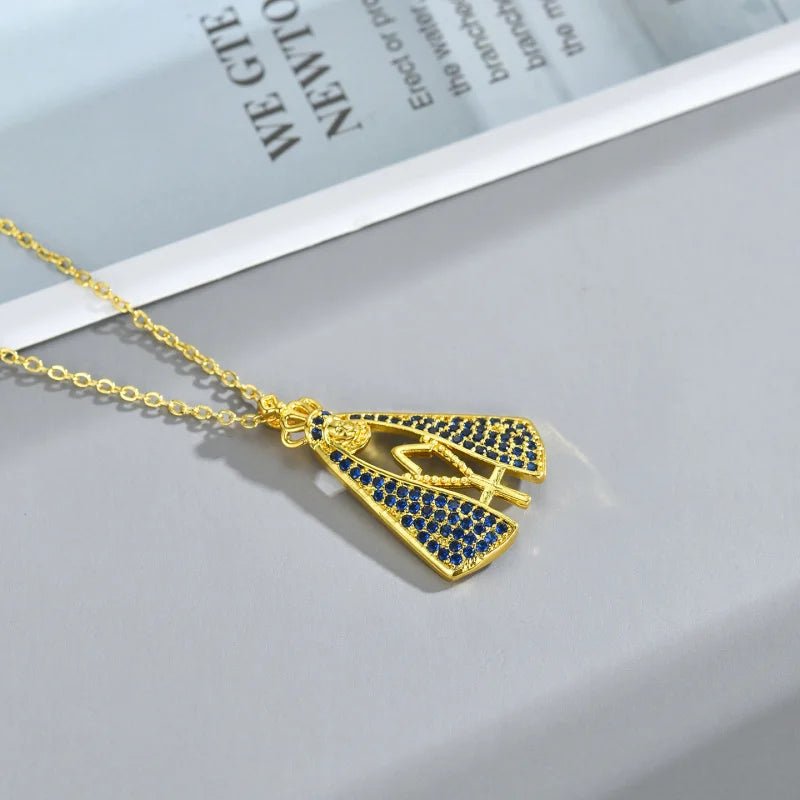 Crown Our Lady of Aparecida Pendant Necklace Hollow Robe Sapphire Blue Cubic Zirconia Religious Faith Blessing Women Jewelry by Creative Vault Marketplace
