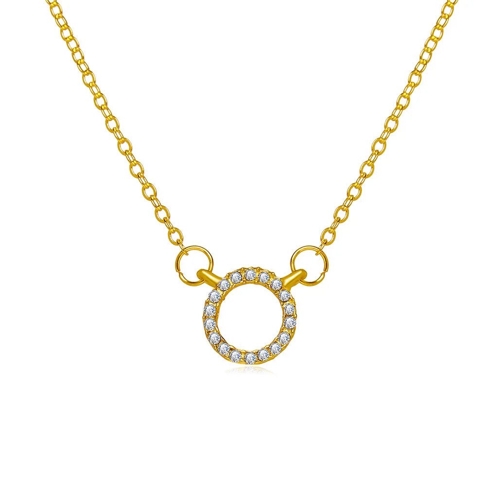 Fashion Trend Elegant Jewelry Simple Crystal Circle Pendant Necklace Golden Color Unquie Women Necklace Party Gift Wholesale by Creative Vault Marketplace