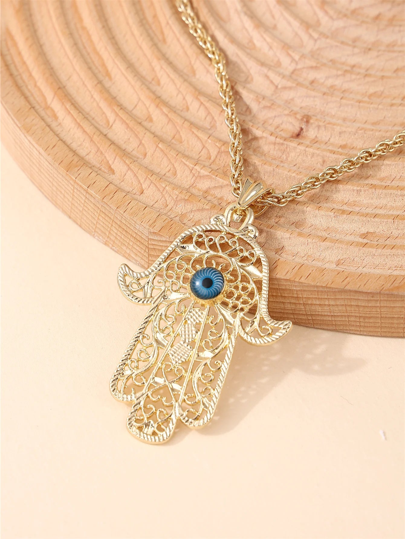 Ladies' jewelry necklace with Hand of Fatima, Middle Eastern bridal wedding party accessories, for daily wear by Creative Vault Marketplace
