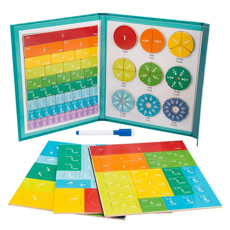 Children Magnetic Fraction Learning Math Toys Fraction Book Set Parish Teaching Aids Arithmetic Learning Educational Toys by Creative Vault Marketplace