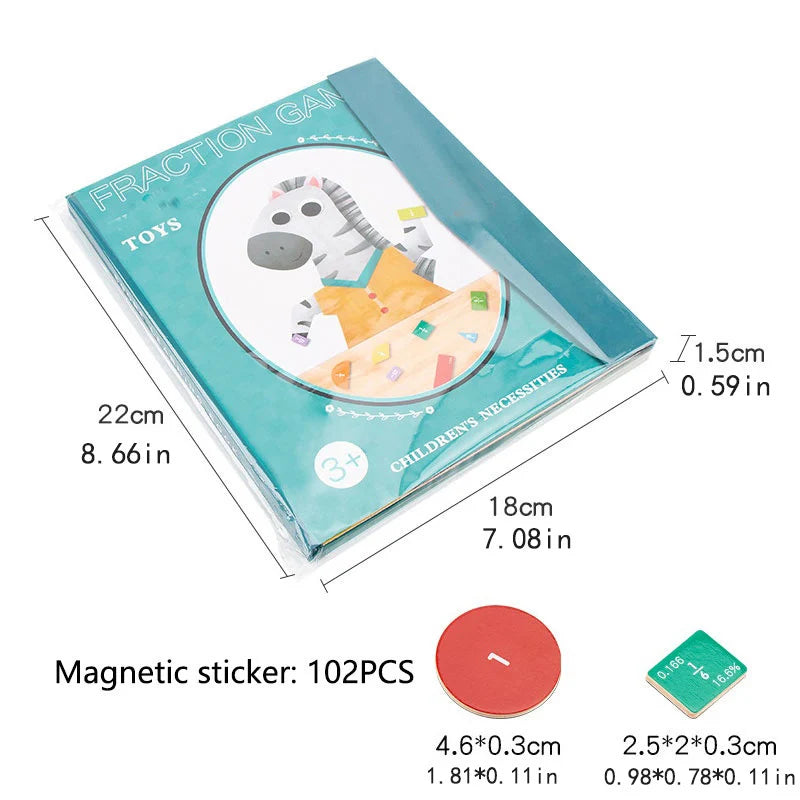 Children Magnetic Fraction Learning Math Toys Fraction Book Set Parish Teaching Aids Arithmetic Learning Educational Toys by Creative Vault Marketplace