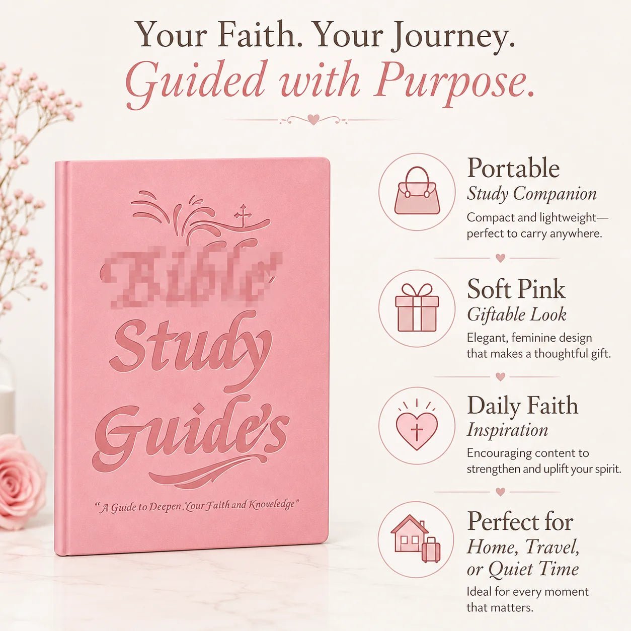 Bible Study Journal Spiral Bound Christian Devotional Notebook Women Faith Prayer Reflection Gift Floral Pink Journal by Creative Vault Marketplace