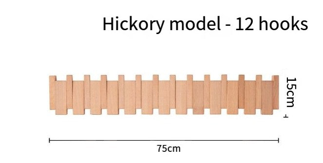 Creative Vault Marketplace hickory wood piano key coat rack with 12 hooks for wall-mounted storage