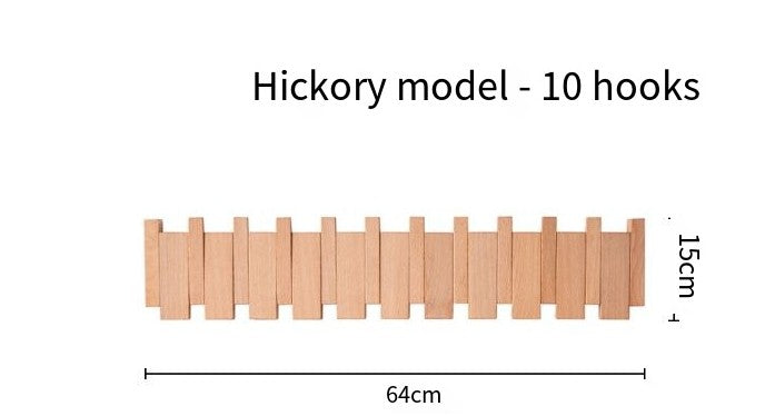 Creative Vault Marketplace hickory wood piano key coat rack with 10 hooks for wall-mounted storage