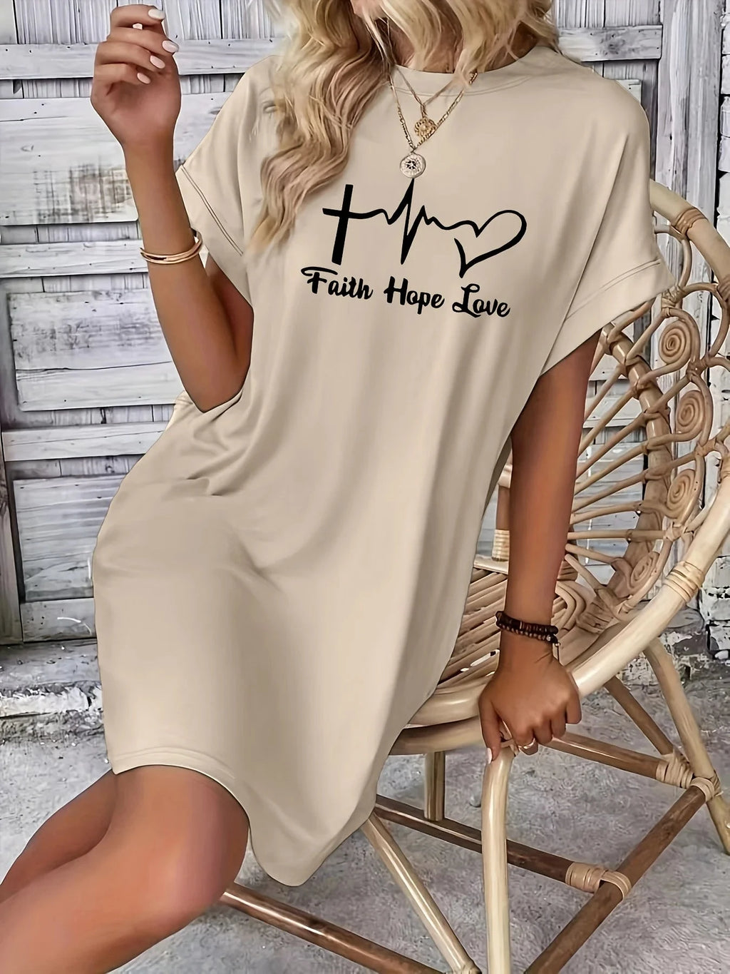 Women's Faith Hope Love T-Shirt Dress - Embrace Casual Comfort with Style by Creative Vault Marketplace