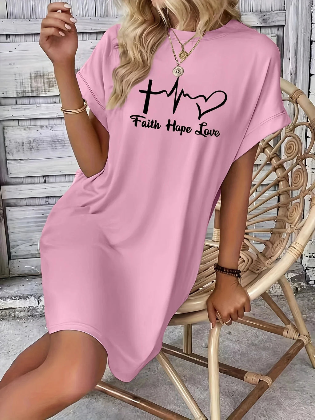 Women's Faith Hope Love T-Shirt Dress - Embrace Casual Comfort with Style by Creative Vault Marketplace