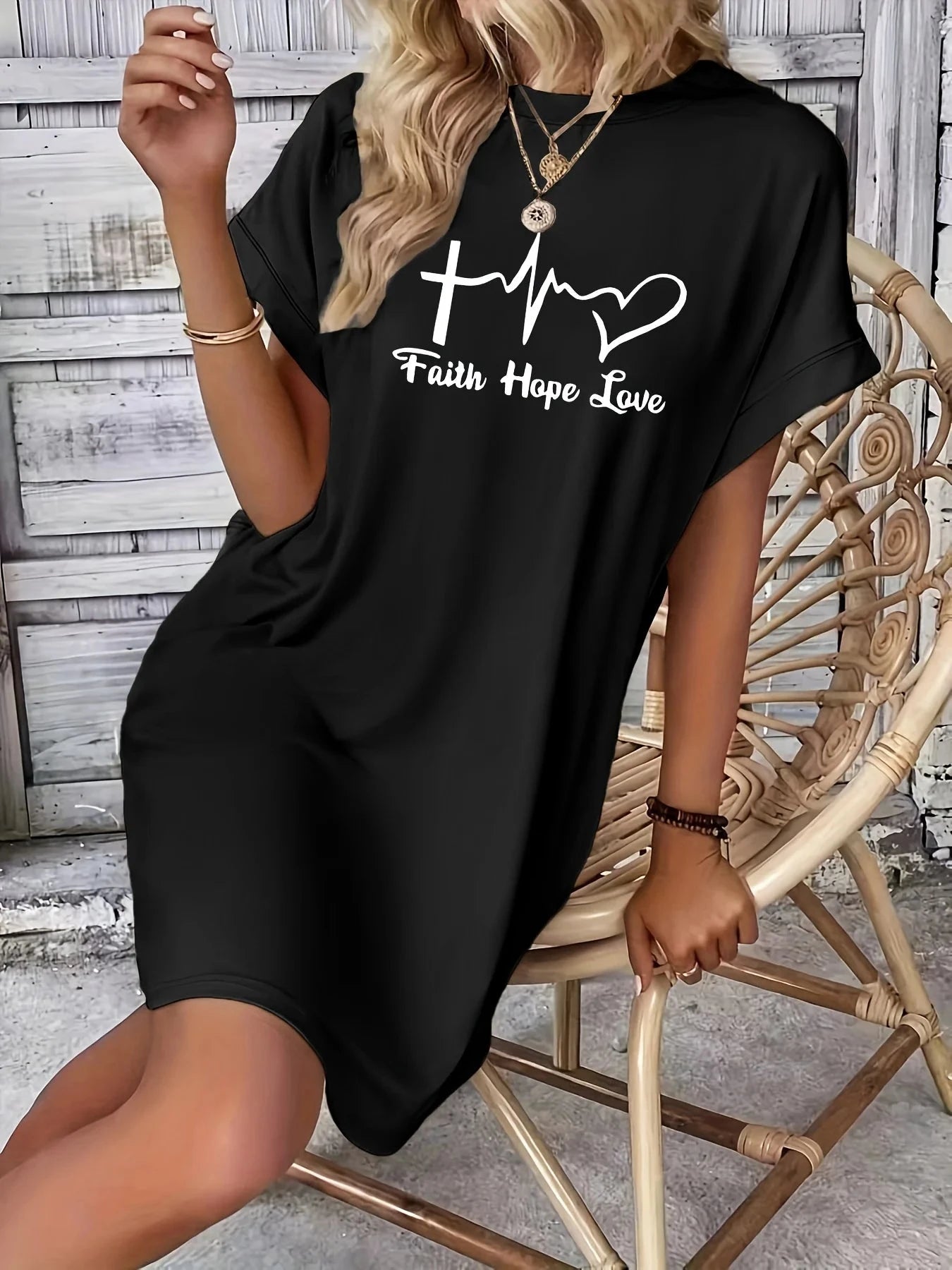 Women's Faith Hope Love T-Shirt Dress - Embrace Casual Comfort with Style by Creative Vault Marketplace
