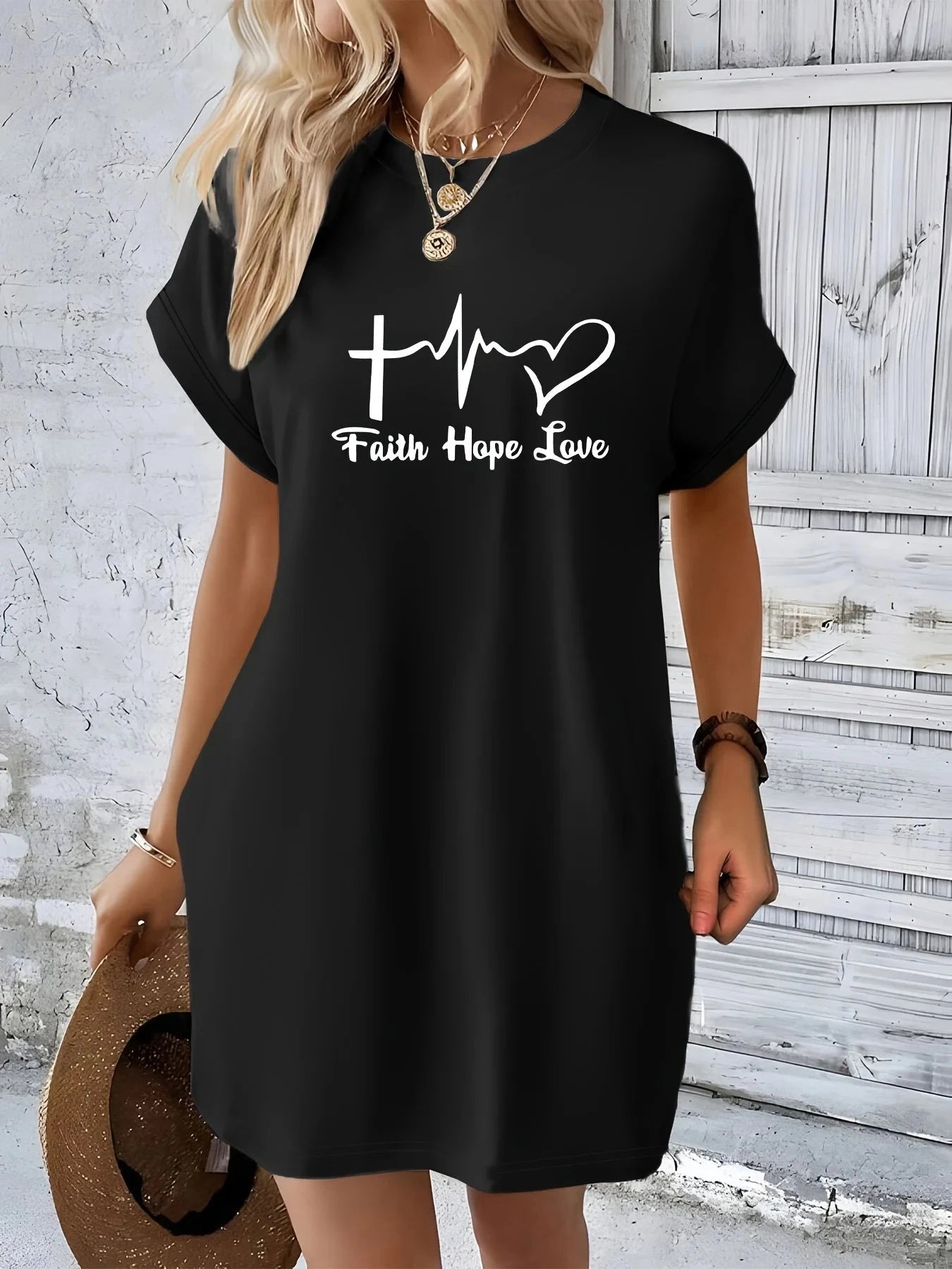 Women's Faith Hope Love T-Shirt Dress - Embrace Casual Comfort with Style by Creative Vault Marketplace