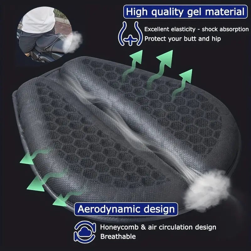 Creative Vault Marketplace black honeycomb gel motorcycle seat cushion with breathable shock-absorbing design