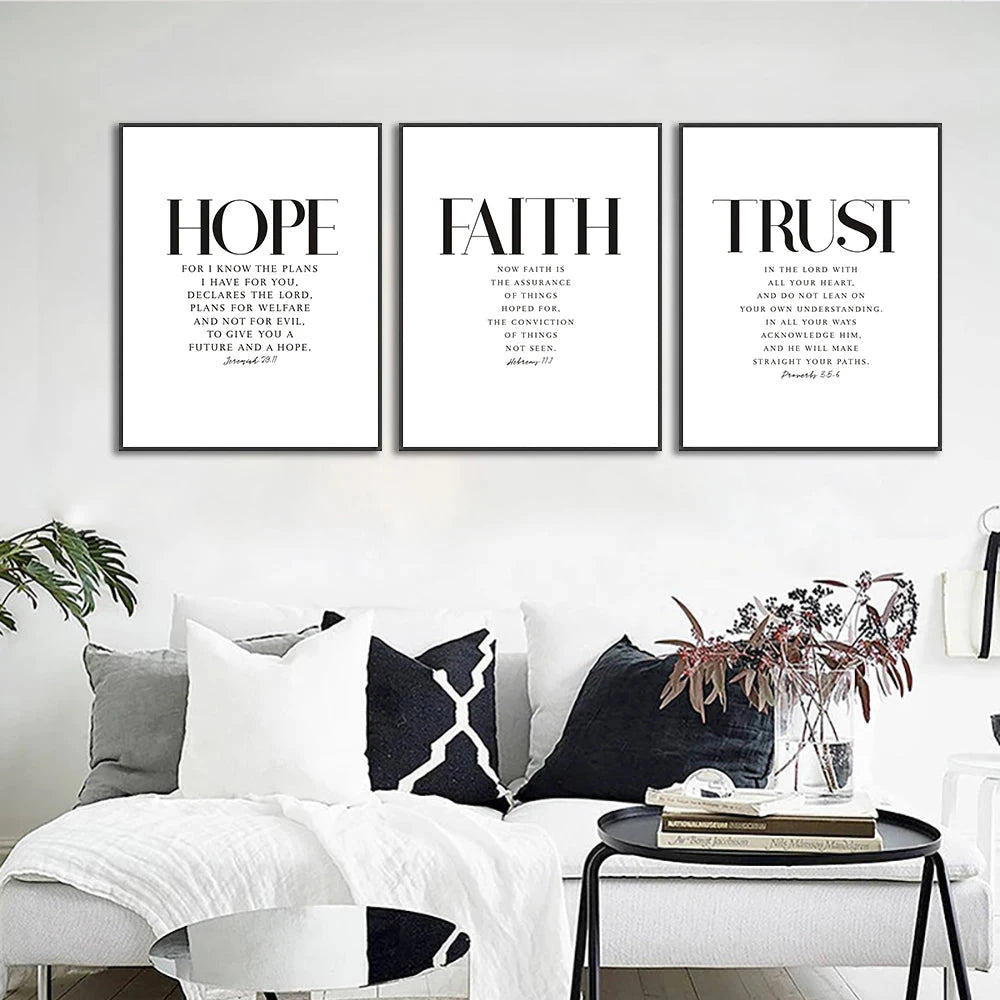 Bible Verse Wall Poster Grace Joy Peace Hope Trust Faith Art Christian Quotes Print Canvas Painting for Living Room Home Decor by Creative Vault Marketplace