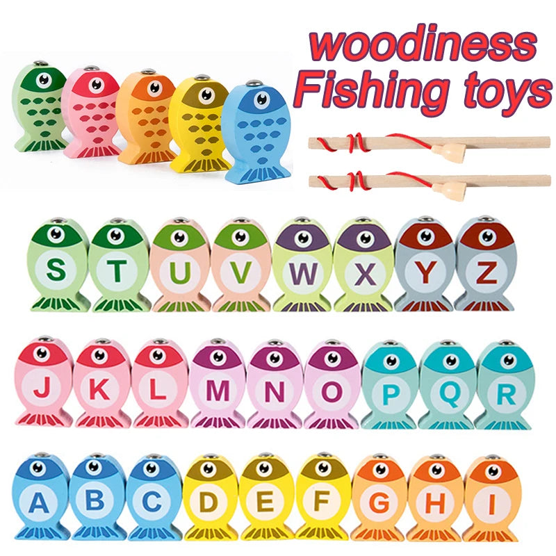 Children Wooden Fishing Game Toys Gift Early Education Alphabet Numeric Cognitive Toys Children Interactive Games Toys for Gifts by Creative Vault Marketplace