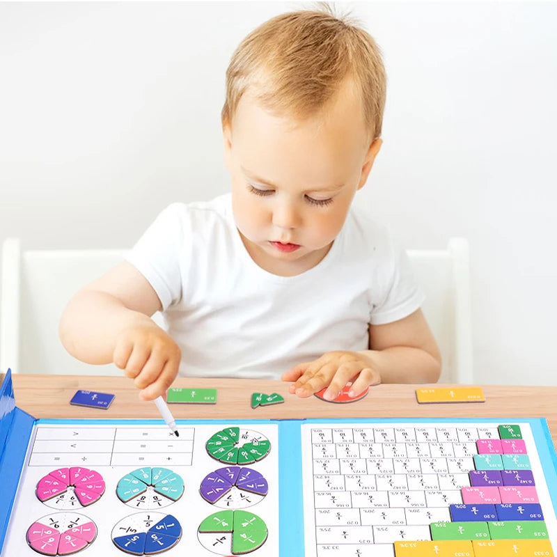 Children Magnetic Fraction Learning Math Toys Wooden Fraction Book Set Parish Teaching Aids Arithmetic Learning Educational Toys by Creative Vault Marketplace