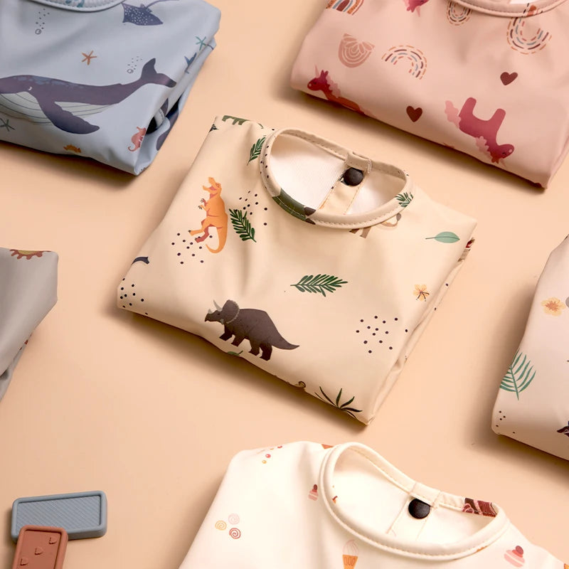 Waterproof Newborn Baby Bibs Children's Painting Smock Bib with Long Sleeves for Boys Girls Easy Clean Feeding Apron Baby Stuff by Creative Vault Marketplace