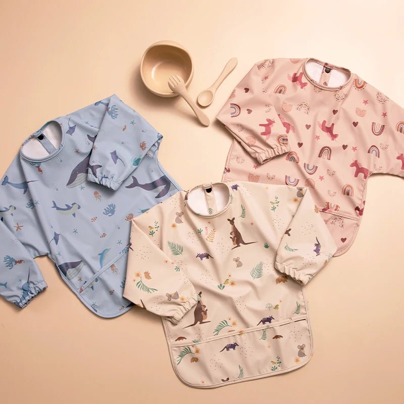 Waterproof Newborn Baby Bibs Children's Painting Smock Bib with Long Sleeves for Boys Girls Easy Clean Feeding Apron Baby Stuff by Creative Vault Marketplace
