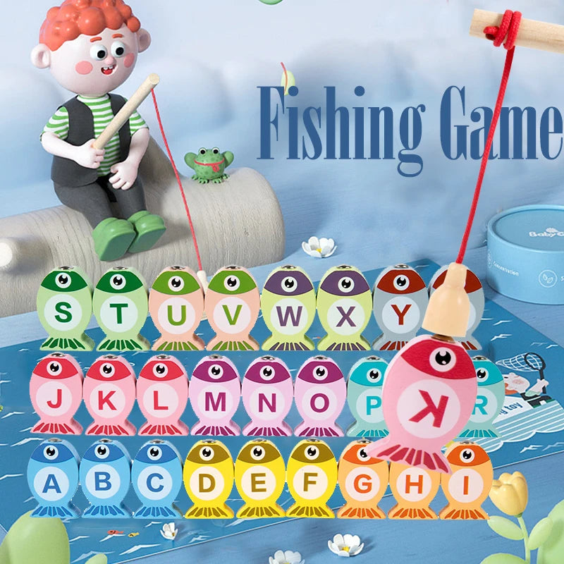 Kids Wooden Fishing Game Toys Gifts Early Education Alphabet Numeric Cognitive Toys Children Interactive Games Toys for Gifts by Creative Vault Marketplace