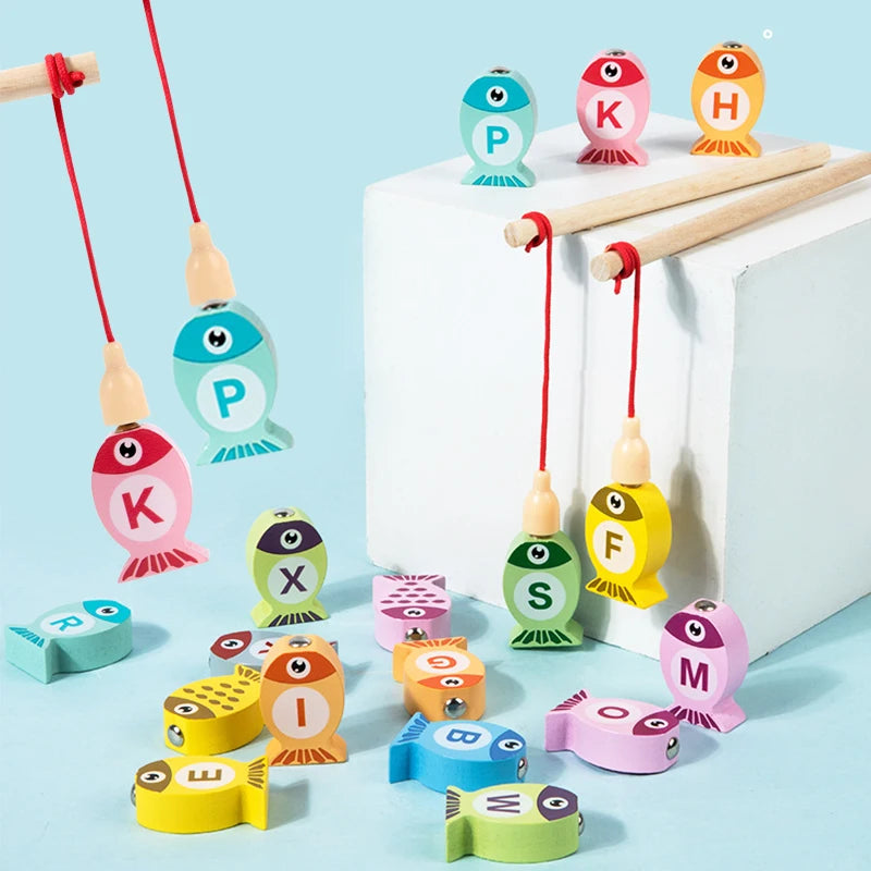 Kids Wooden Fishing Game Toys Gifts Early Education Alphabet Numeric Cognitive Toys Children Interactive Games Toys for Gifts by Creative Vault Marketplace