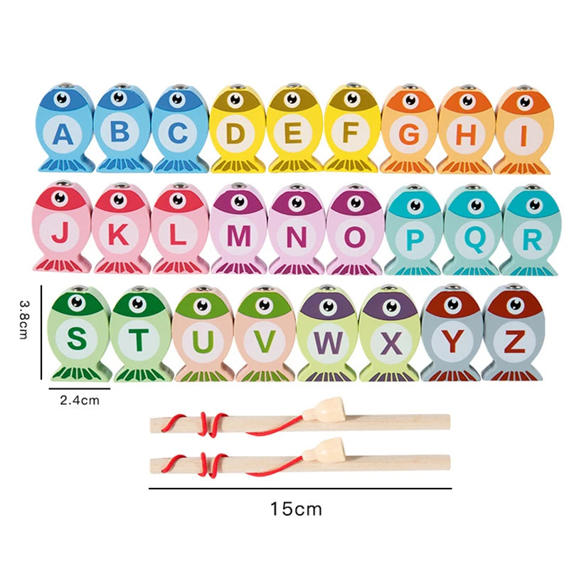 Kids Wooden Fishing Game Toys Gifts Early Education Alphabet Numeric Cognitive Toys Children Interactive Games Toys for Gifts by Creative Vault Marketplace