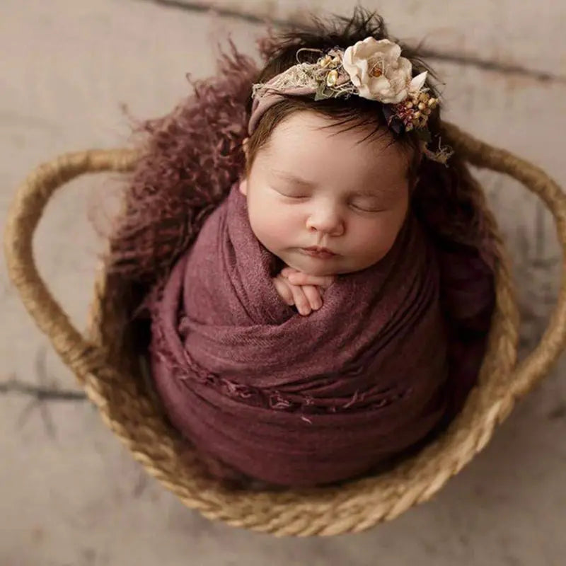 Newborn Photo Shooting Basket Children Baby Full Moon Photography Woven Baskets P31B by Creative Vault Marketplace