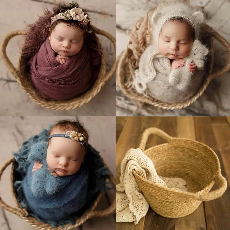 Newborn Photo Shooting Basket Children Baby Full Moon Photography Woven Baskets P31B by Creative Vault Marketplace
