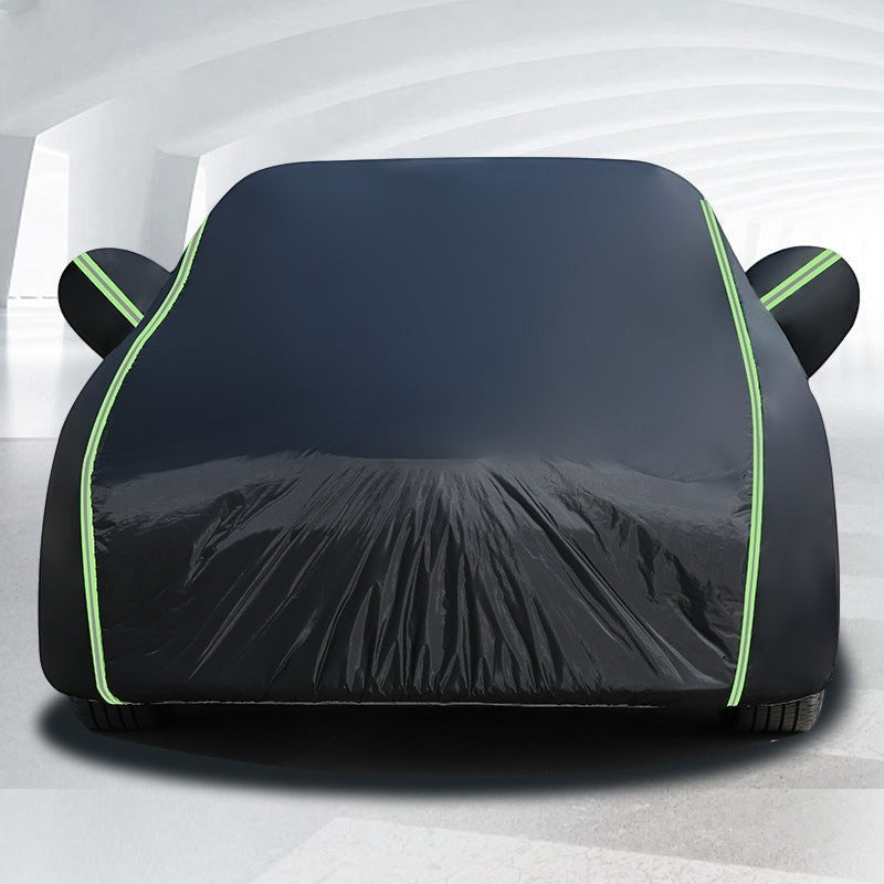 Creative Vault Marketplace silver-black Oxford cloth car cover with reflective safety strips for all-weather protection