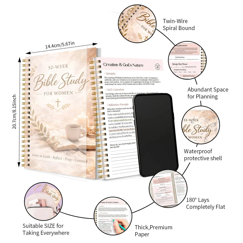 Transform Your Spiritual Journey with the 52 Week Bible Study Journal for Women by Creative Vault Marketplace