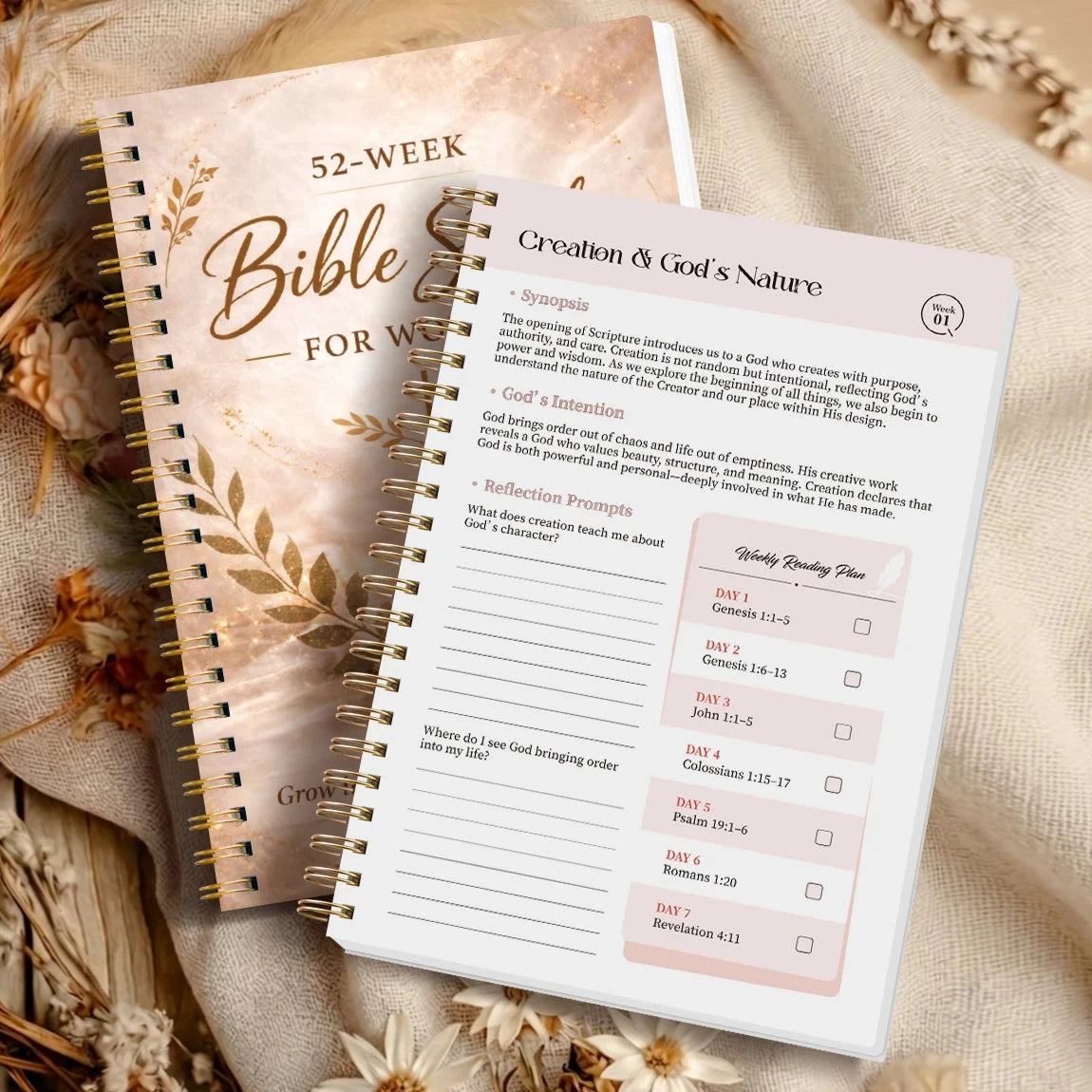 Transform Your Spiritual Journey with the 52 Week Bible Study Journal for Women by Creative Vault Marketplace