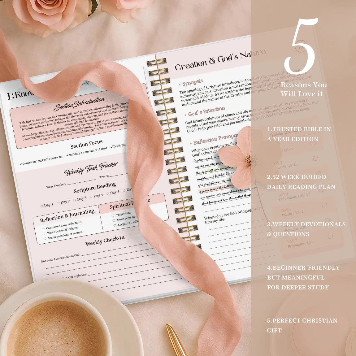 Transform Your Spiritual Journey with the 52 Week Bible Study Journal for Women by Creative Vault Marketplace